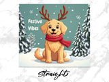 Festive Dog 20oz Tumbler Wrap, Christmas Dog Antlers, Winter Scarf Cute Puppy, Seamless Sublimation Design, PNG Digital Download thumbnail 4