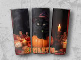Personalized Halloween Tumbler, Black Cat Tumbler, Witch Cat Tumbler, Halloween Decor, Spooky Tumbler, Custom Name Tumbler thumbnail 2