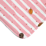 Pink Fall Shower Curtain and Bath Mat, Cute Pastel Autumn Leaves Bathroom Decor, Cottagecore Pinecone Acorn Aesthetic Fall Decor Set thumbnail 12