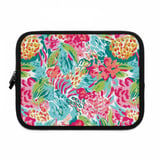 Vibrant Tropical Floral Laptop Sleeve, Preppy Bright Flower Accessory Pouch, Colorful Botanical Tablet Case Gift thumbnail 2