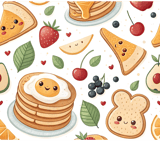 Digital Pattern, Breakfast Food Art, Digital Bundle, Pancakes, Toast, Fruits, Seamless Repeat Pattern, Food Illustration, Cute Food Design thumbnail 8