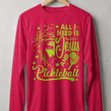 Pickleball Sport-Tek Long Sleeve Tee, All I Need Is Jesus And Pickleball, UV Protection Sun Shield Shirt thumbnail 8