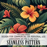Tropical Flowers Tumbler Design, Digital Paper, Hibiscus Flower Tumbler, Watercolor Floral Junk Journal, Digital Scrapbook Paper, PNG thumbnail 1