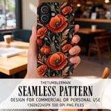 Red Poppy Tumbler Design, Floral Digital Paper, Watercolor Flowers Background, Junk Journal Pages, Printable Tumbler PNG, Scrapbooking Paper thumbnail 6
