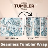 Watercolor Floral Tumbler Digital Paper, Flowers Backgrounds, Junk Journal Pages, Printable PNG, Scrapbooking Paper thumbnail 7