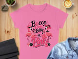 Bocce Looks Better in Pink Flamingo T-Shirt, Funny Bocce Ball Player Gift for Her, Summer Vacation Tee, Cute Pink Top thumbnail 3