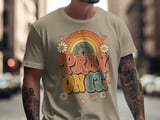Pray On It Retro T-Shirt, Christian Rainbow Daisy Graphic Tee, Faith Based Scripture Shirt, Religious Gift for Her thumbnail 5
