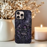Dark Botanical Tough Phone Case, Gothic Moth & Lavender Floral Phone Cover, Moody Witchy Cottagecore Aesthetic, Gift for Nature Lover thumbnail 4