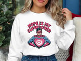 Cancer fighting t-shirt, Hope is My Superpower, Hero Heart Tee, Graphic Novel Style, Positive Message Shirt, Inspirational Clothing thumbnail 1