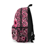 Pink Hibiscus Leopard Print Backpack, Tropical Floral Animal School Bag, Y2K Aesthetic Spiral Notebook Set, Gifts for Her thumbnail 7