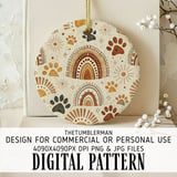 Boho Paw Print Rainbow Pattern Digital Size Bundle Png thumbnail 3