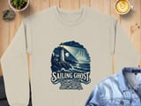 Sailing Ghost Lighthouse Crewneck Sweatshirts Nautical Phantom Ship Night Ocean Wave Graphic Print thumbnail 9