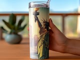 New York City Tumbler Wrap Digital Design 20oz Skinny Tumbler, Statue of Liberty PNG, I Love NY Travel Souvenir Gift thumbnail 3