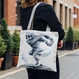 Halloween Tote Bag, Ice Skating Skeleton Tote, Spooky Season, Halloween Gift, Unique Design, Everyday Tote Bag, Cool Tote, Trick or Treat thumbnail 3