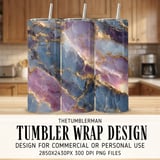 20 oz Skinny Tumbler Wrap Sublimation Design, Marble Texture, Straight and Tapered Wrap png, Rose Quartz Digital Tumbler Design thumbnail 1