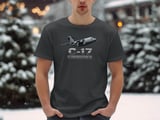 C-17 Globemaster III Military Aircraft T-Shirt | Air Force Plane Veteran Gift | Aviation Lover Patriotic USAF Tee for Him | Military thumbnail 1
