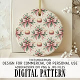 Digital Pattern, Macarons and Bows, Seamless Repeat Pattern, Digital Bundle, Food and Floral Pattern, Commercial Use, Graphic Design thumbnail 3