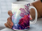 Vibrant Deep Sea Squid Mug Sublimation Wrap Digital Download - Fantasy Ocean Creature Coral Reef Art for 11oz & 15oz Cup Designs thumbnail 8