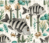 Digital Pattern, Fish Illustration, Sea Life Digital Bundle, Nautical Theme, Ocean Design, Crab Art, Digital Paper Pack, PNG JPG, Printable thumbnail 8
