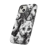 Cat Faces Tote Bags, Cute Kitten Throw Pillow, Funny Cat Pattern iPhone Case, Animal Lover Gift, Cat Mom Present, Black and White Art thumbnail 10