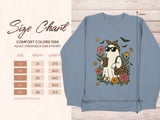 Groovy Ghost T-Shirt, Spooky Season Sweatshirt, Cute Halloween Leopard Print Ghost with Coffee and Flowers, Fall Vibes thumbnail 5