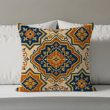 Moroccan Tile Pillow Cover, Blue Orange Medallion Cushion Case, Boho Eclectic Home Decor Accent Pillow Case thumbnail 8