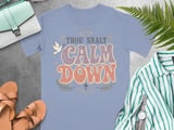 Thou Shalt Calm Down Christian T-Shirt, Retro Groovy Faith Tee, Vintage Dove Cross Shirt, Inspirational Peaceful Spiritual Gift for Her thumbnail 7