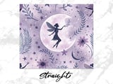 Fairy Moon Seamless 20oz Tumbler Wrap, Floral Digital Design, Celestial Tumbler Design, Purple Tumbler, Stars Printable Sublimation Design thumbnail 4