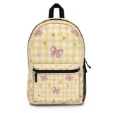 Pink Bow Gingham Backpack, Cute Coquette Aesthetic Spiral Notebook, Yellow Cottagecore Soft Girl School Bag, Preppy Teen Kawaii Book thumbnail 6