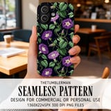 Purple Morning Glory Tumbler Design, Watercolor Flower Digital Paper, Floral Junk Journal, Printable Tumbler PNG, Digital Scrapbook thumbnail 6