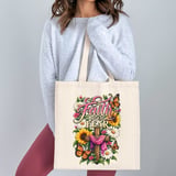 Faith Over Fear Floral Tote Bag thumbnail 1