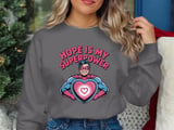 Cancer fighting t-shirt, Hope is My Superpower, Hero Heart Tee, Graphic Novel Style, Positive Message Shirt, Inspirational Clothing thumbnail 3