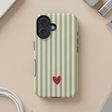 Green Striped Red Heart MagSafe® Phone Case thumbnail 5