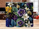 Dark Floral Tumbler Wrap Digital PNG 20oz Skinny Sublimation Design File. Seamless Botanical Elegant Flower Pattern Instant Download. thumbnail 8