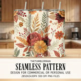 Floral Tumbler Design, Fall Flower Digital Papers, Watercolor Tumbler PNG, Printable Junk Journal Pages, Scrapbooking Paper thumbnail 2