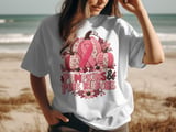 Pumpkins Pink Ribbons Faux Patchwork Tee thumbnail 2