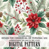 Watercolor Poinsettia Tumbler, Floral Digital Paper, Christmas Tumbler Design, Junk Journal Pages, Scrapbooking Paper, Printable PNG thumbnail 13