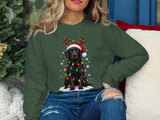 Black Labrador Retriever Christmas Dog Reindeer Antlers Santa Hat Holiday Lights Graphic Standard T-Shirts thumbnail 8