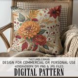 Floral Tumbler Design, Digital Download, Watercolor Flowers, Fall Tumbler Wrap, Junk Journal Paper, Printable Tumbler Png, Scrapbooking thumbnail 5