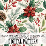 Watercolor Poinsettia Tumbler, Christmas Digital Paper, Floral Scrapbook, Holly Printable PNG, Holiday Junk Journal, Flower Background thumbnail 13
