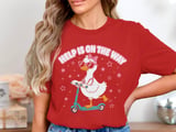 School Nurse T-Shirt: Goose Scooter Design, Stethoscope Stars, Help is on the Way thumbnail 1