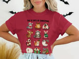 12 Cats of Christmas Breeds Illustrated Xmas Graphic Print Standard T-Shirts for Cat Lovers thumbnail 2