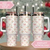 Digital Pattern Bundle, Tea Cup, Macarons, Bows, Floral Digital Paper, Seamless Pattern, Fabric Design, Scrapbooking Paper, Digital Download thumbnail 10