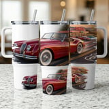 40oz Tumbler Wrap PNG Classic Car Retro Diner Route 66 Vintage Auto Digital Design for Car Lovers, Instant Download File thumbnail 9