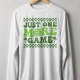 Pickleball Sport-Tek Long Sleeve Tee, Just One More Game, Sun Shield Shirt for Pickleball Court Play thumbnail 11