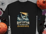 Boat Captain Of The Night Shift Halloween Watch Lighthouse Waves Nautical Graphic Crewneck Sweatshirt thumbnail 8