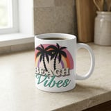 Retro Beach Vibes  Mug, Groovy Summer Palm Tree Rainbow, Aesthetic Coastal Boho  for Vacation Lover thumbnail 5