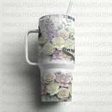 40oz Tumbler Sublimation PNG, Distressed Floral Butterfly Dragonfly Seamless Tapered Wrap Design, Digital Download, Free Car Coasters thumbnail 6