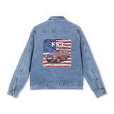 FSJ Waggy American Flag Denim Jacket, Full Size SUV Classic Car Art, Patriotic Gift, USA Decor thumbnail 3