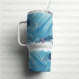 40oz Tumbler Sublimation Wrap Digital Design, Ocean Life Manta Ray Coral Reef Seamless Distressed Tapered thumbnail 16